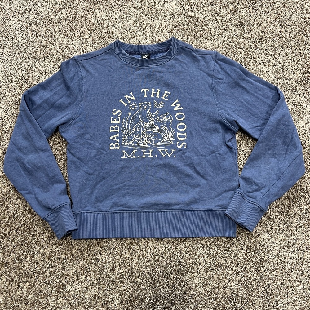 Mountain Hardwear XS Babes in the Woods Crew Sweatshirt Blue Cotton Pullover Top
